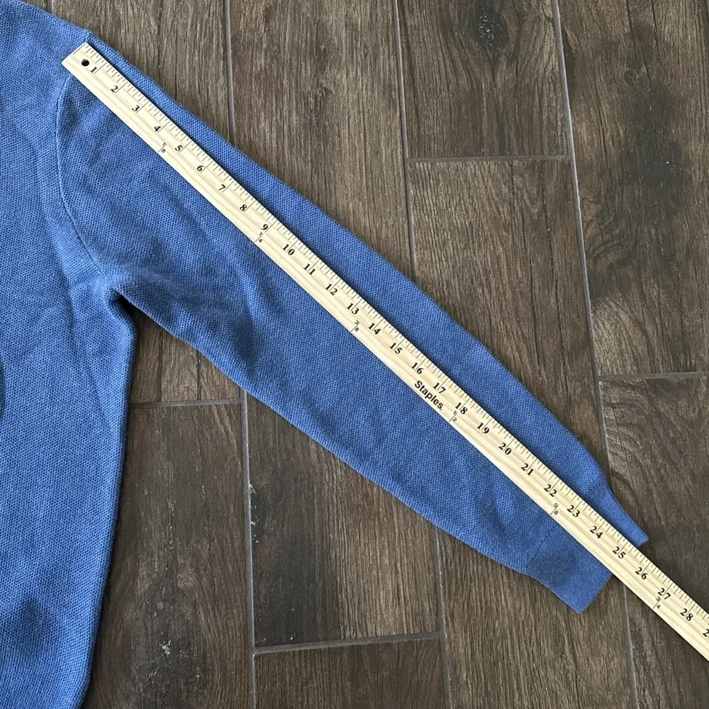 Polo Ralph Lauren Quarter Zip Men Large Blue Cotton Pony Logo Pullover